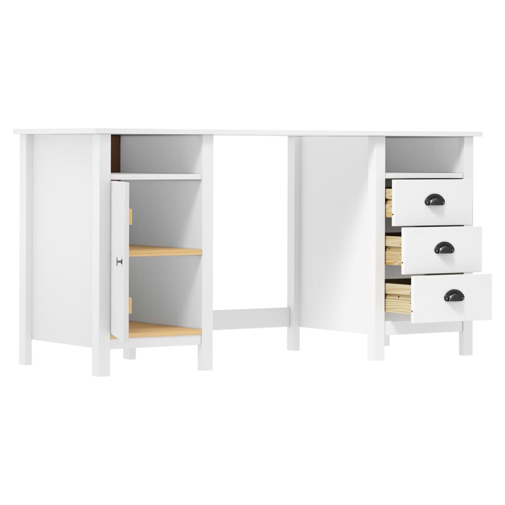 Bureau Hill Blanc 150x50x74 cm Bois de pin solide - XIOS