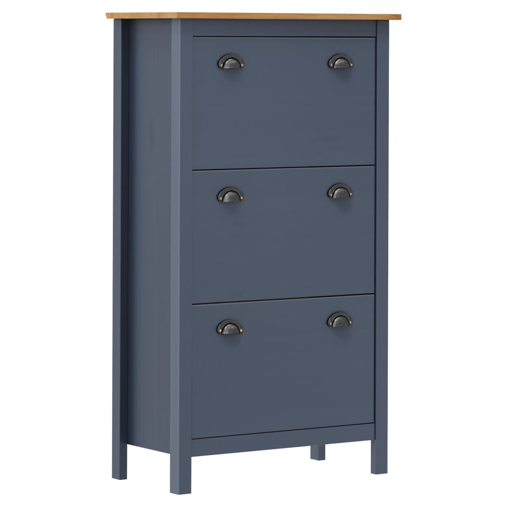 Armoire à chaussures Hill Gris 72x35x124 cm Bois de pin solide - XIOS