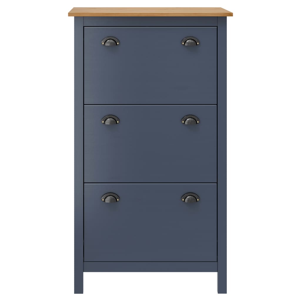 Armoire à chaussures Hill Gris 72x35x124 cm Bois de pin solide - XIOS