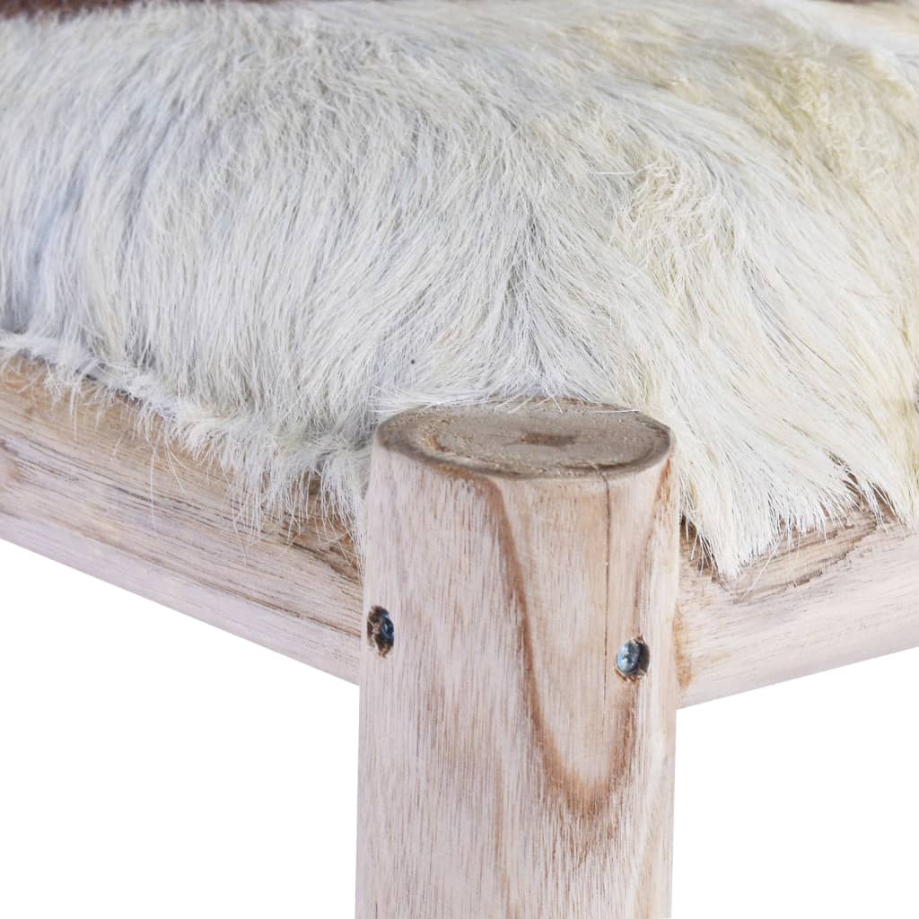 Tabouret de bar Cuir de chèvre véritable et bois de teck massif - XIOS