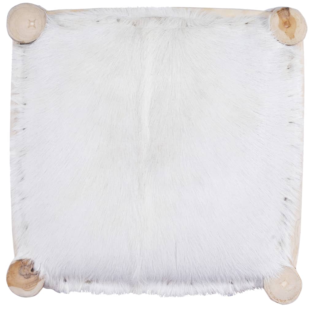 Tabouret de bar Cuir de chèvre véritable et bois de teck massif - XIOS