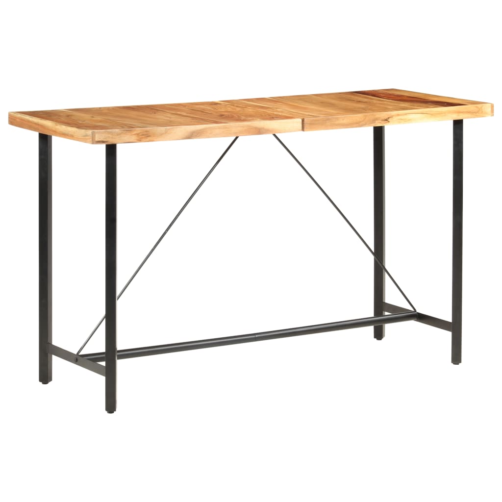 Ensemble de bar 9 pcs Bois d'acacia solide et cuir véritable - XIOS