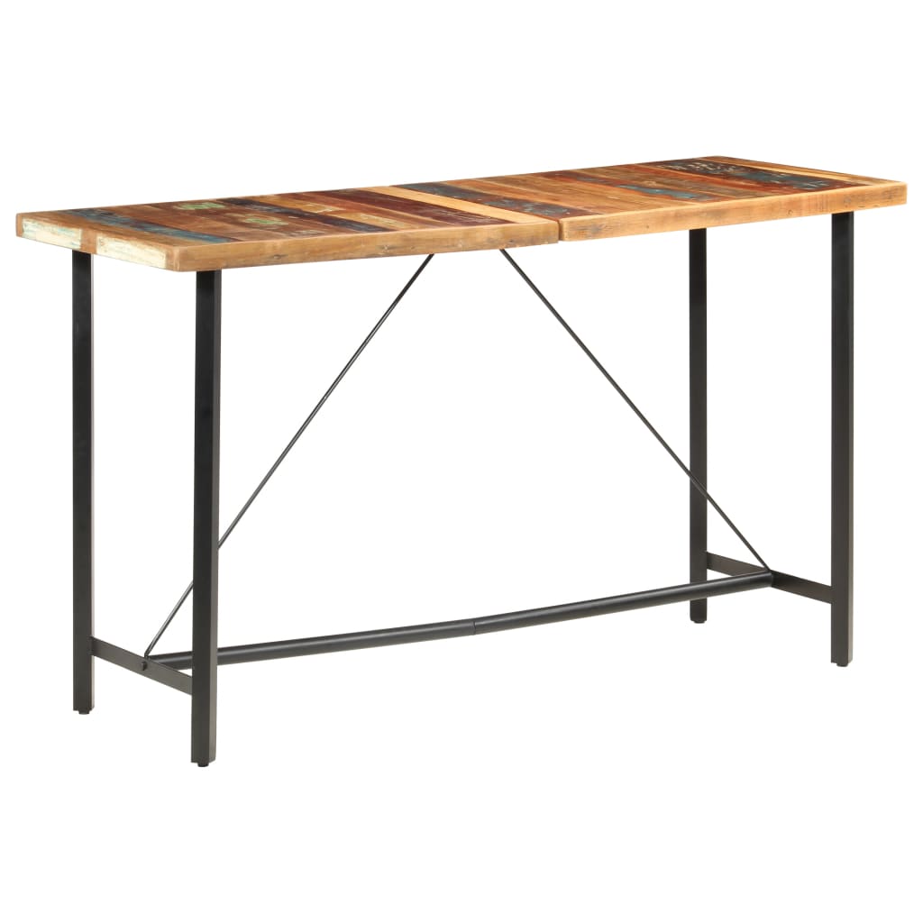 Ensemble de bar 7 pcs Bois de récupération et cuir véritable - XIOS