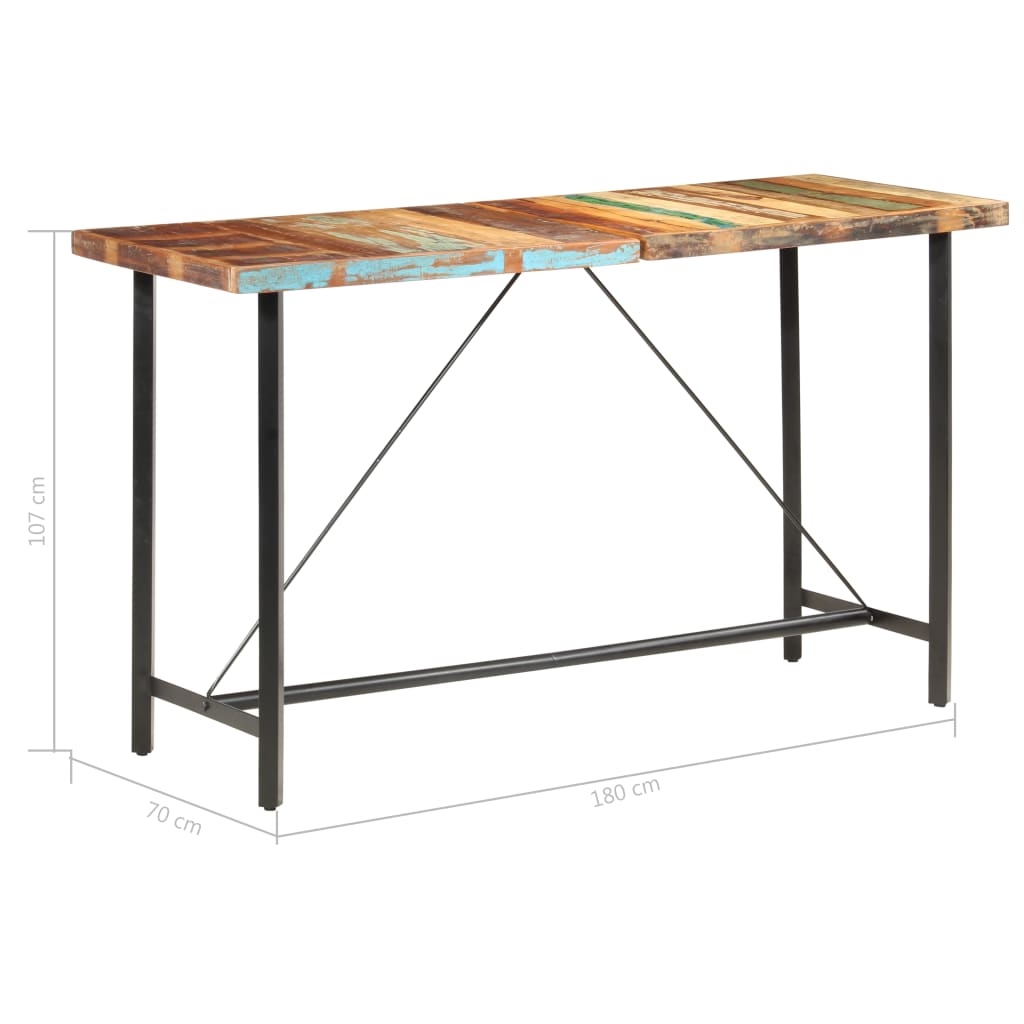 Ensemble de bar 7 pcs Bois de récupération et cuir véritable - XIOS