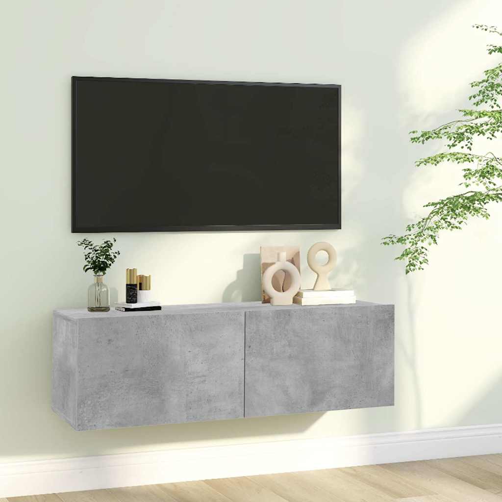 Meuble TV Gris béton 100x30x30 cm Bois d’ingénierie - XIOS