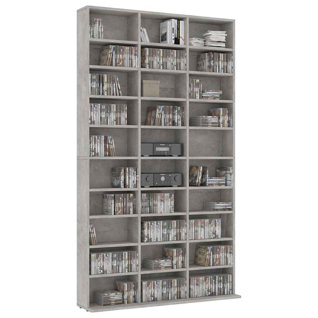 Armoire à CD Gris béton 102x16x177,5 cm Bois d'ingénierie - XIOS