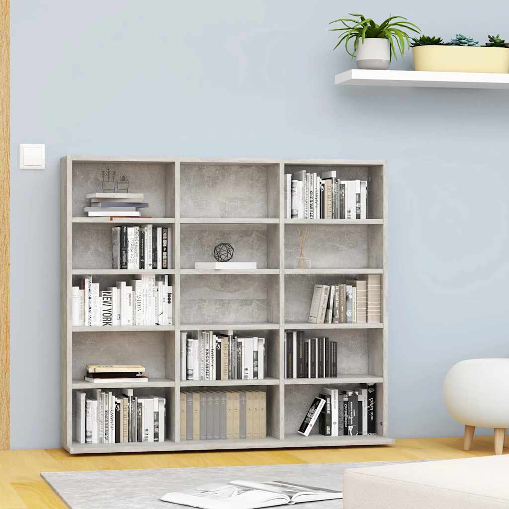 Armoire à CD Gris béton 100x23x89,5 cm Bois d’ingénierie - XIOS