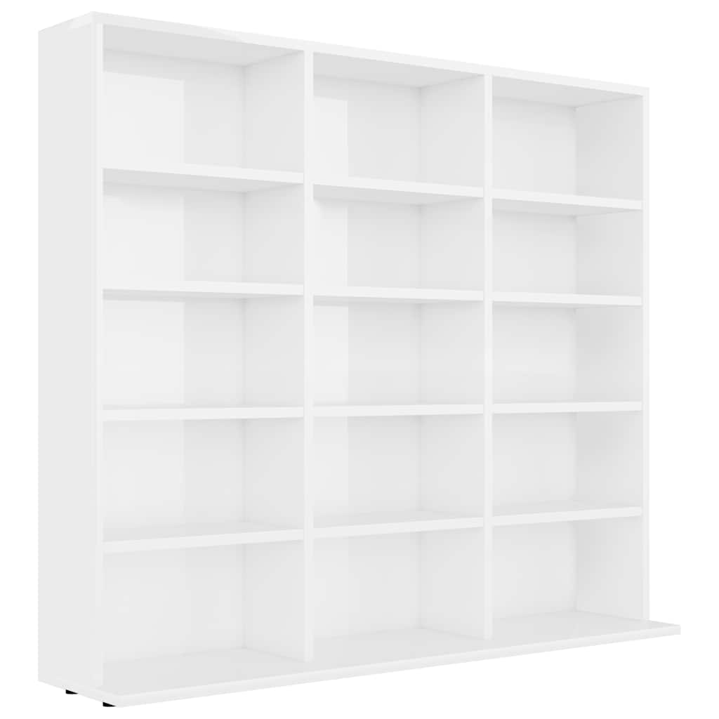 Armoire à CD Blanc brillant 100x23x89,5 cm Bois d’ingénierie - XIOS