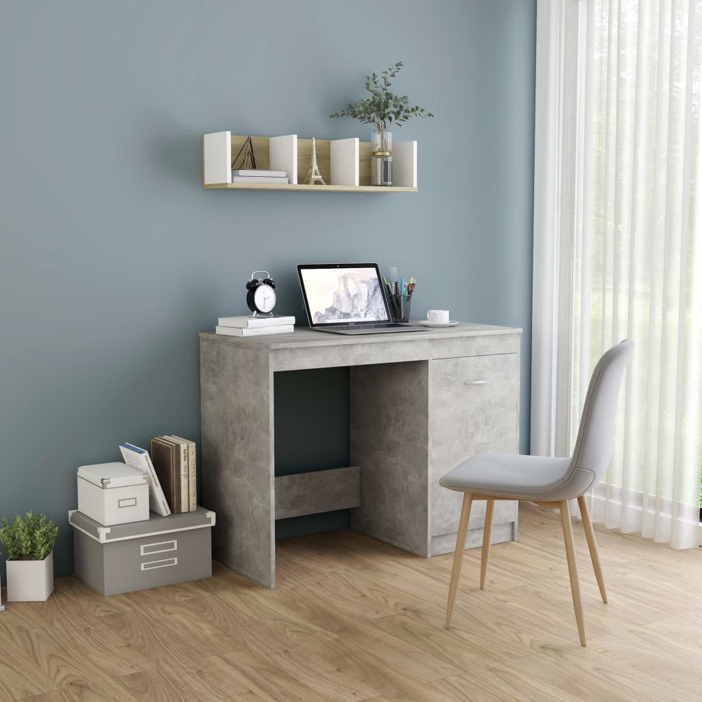 Bureau Gris béton 100x50x76 cm Bois d'ingénierie - XIOS