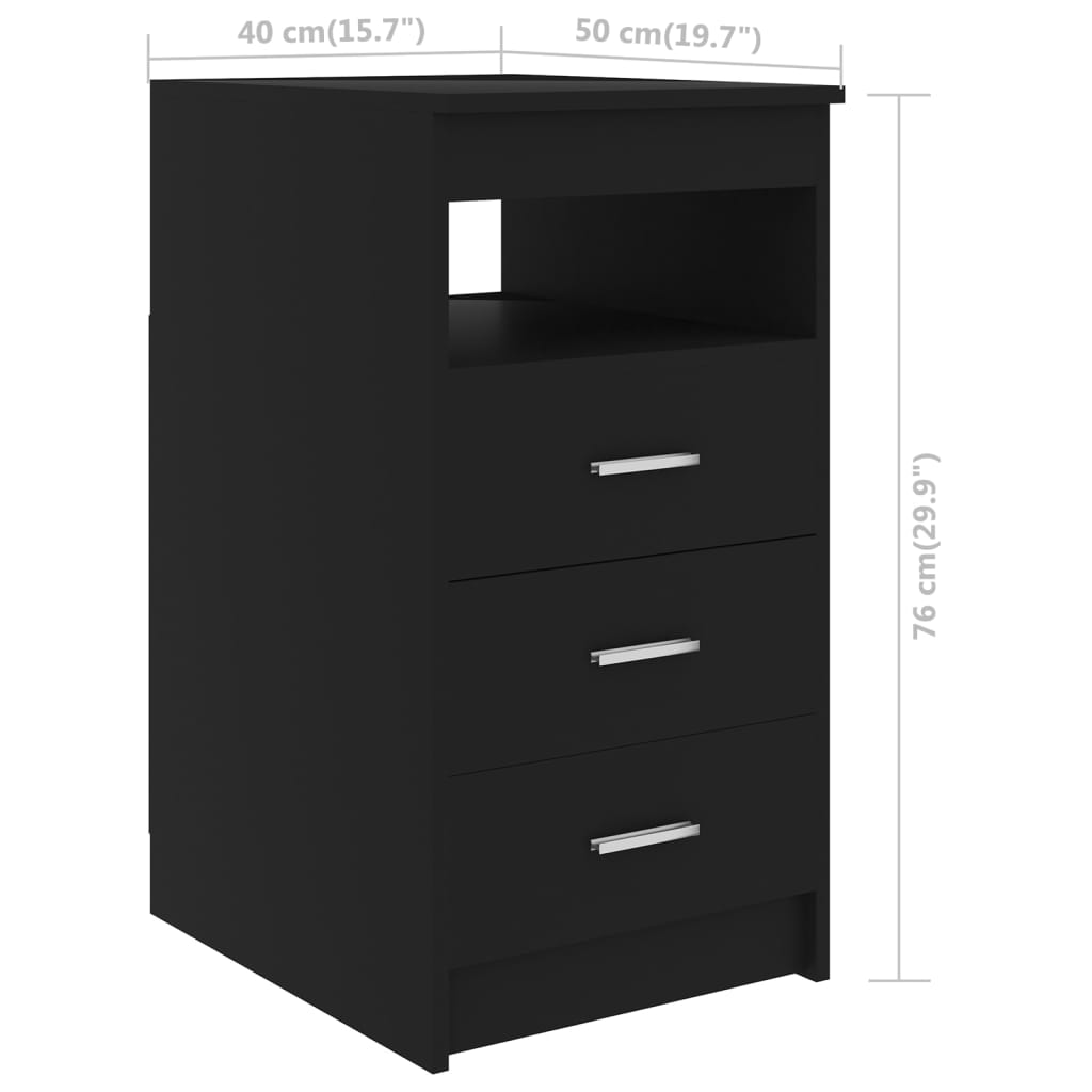 Armoire à tiroirs Noir 40x50x76 cm Bois d'ingénierie - XIOS