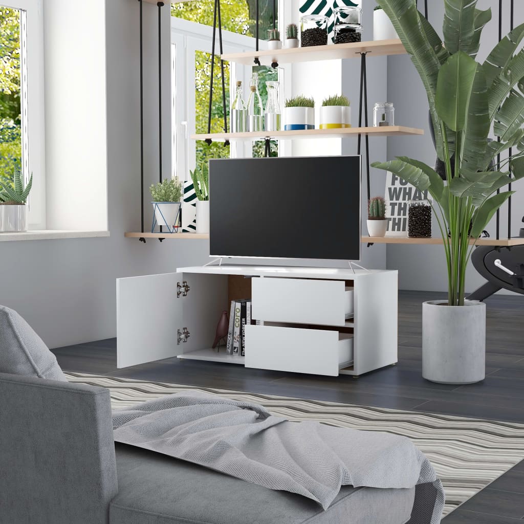 Meuble TV Blanc 80x34x36 cm Bois d'ingénierie - XIOS