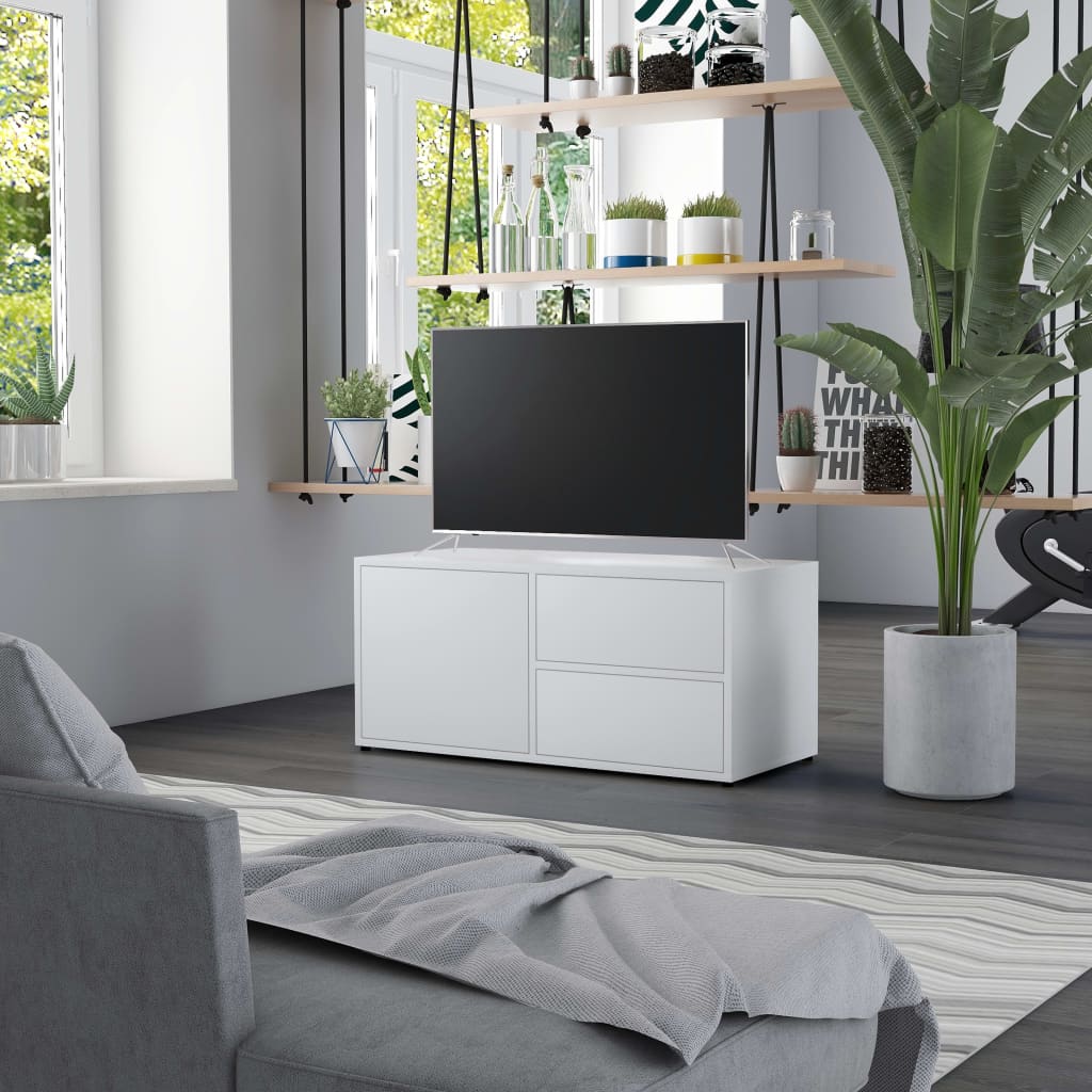 Meuble TV Blanc 80x34x36 cm Bois d'ingénierie - XIOS