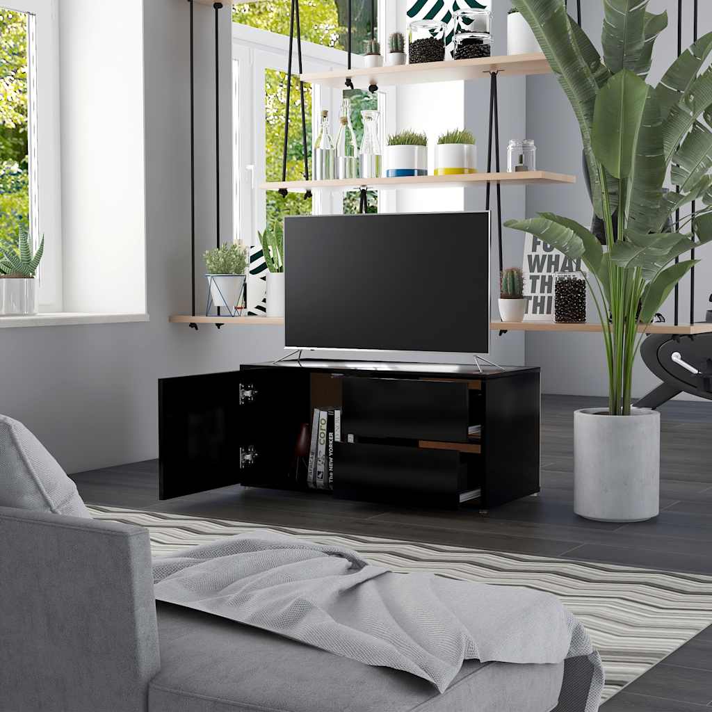 Meuble TV Noir 80x34x36 cm Aggloméré - XIOS