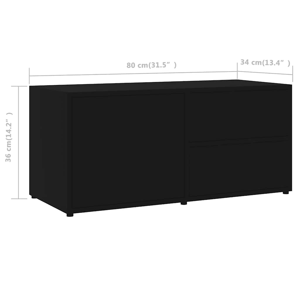 Meuble TV Noir 80x34x36 cm Aggloméré - XIOS