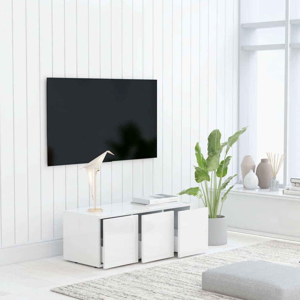 Meuble TV Blanc 80x34x30 cm Bois d'ingénierie - XIOS