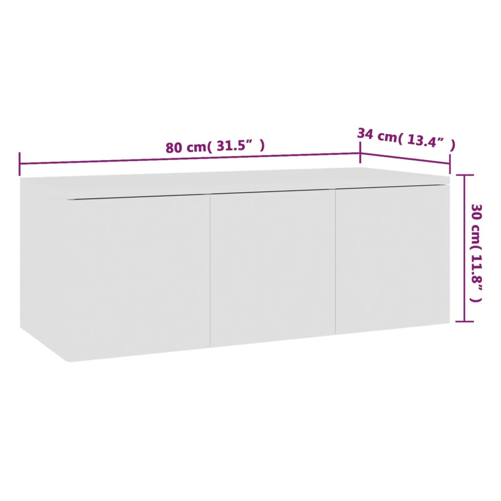 Meuble TV Blanc 80x34x30 cm Bois d'ingénierie - XIOS