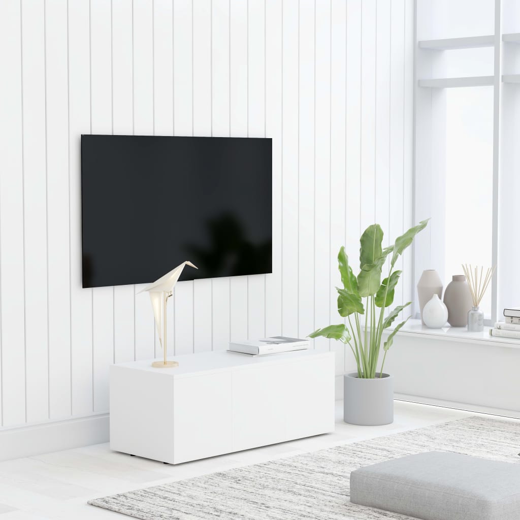 Meuble TV Blanc 80x34x30 cm Bois d'ingénierie - XIOS
