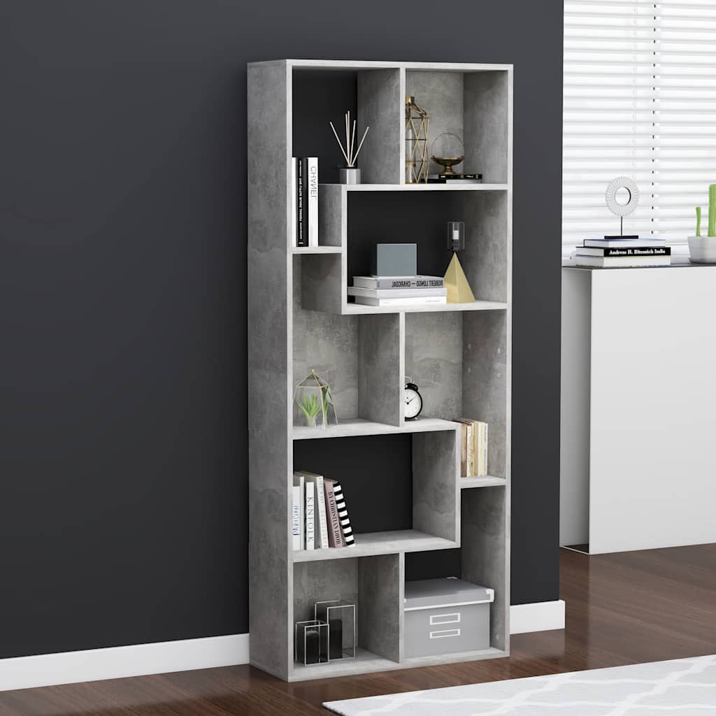 Bibliothèque Gris béton 67x24x161 cm Bois d'ingénierie - XIOS