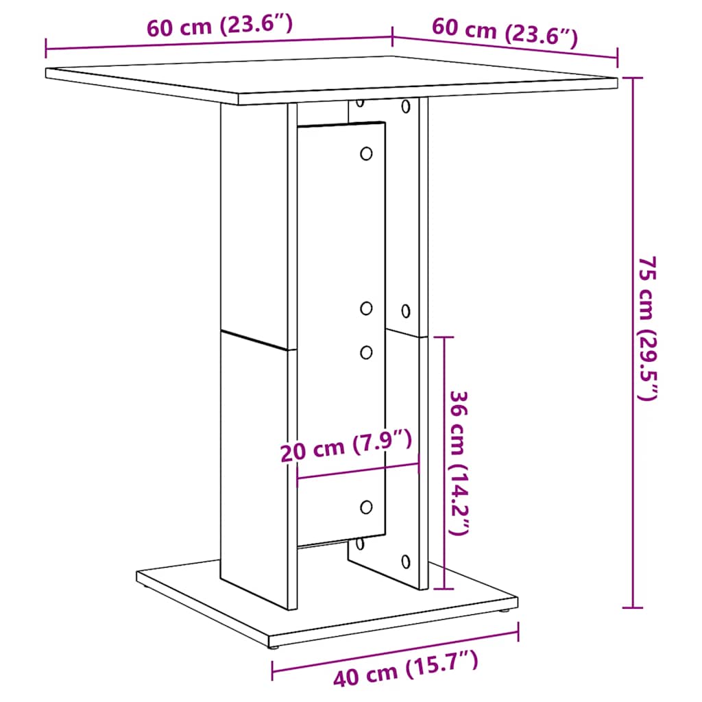 Table de bistro Blanc 60x60x75 cm Bois d'ingénierie