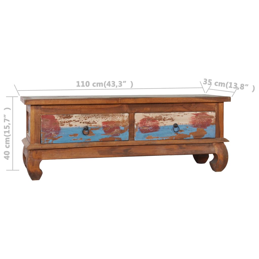 Meuble TV 110x35x40 cm Bois de teck recyclé - XIOS