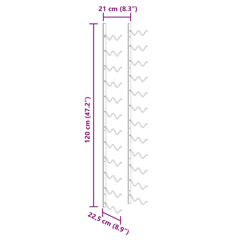 Casier à bouteilles mural pour 24 bouteilles Noir Fer - XIOS