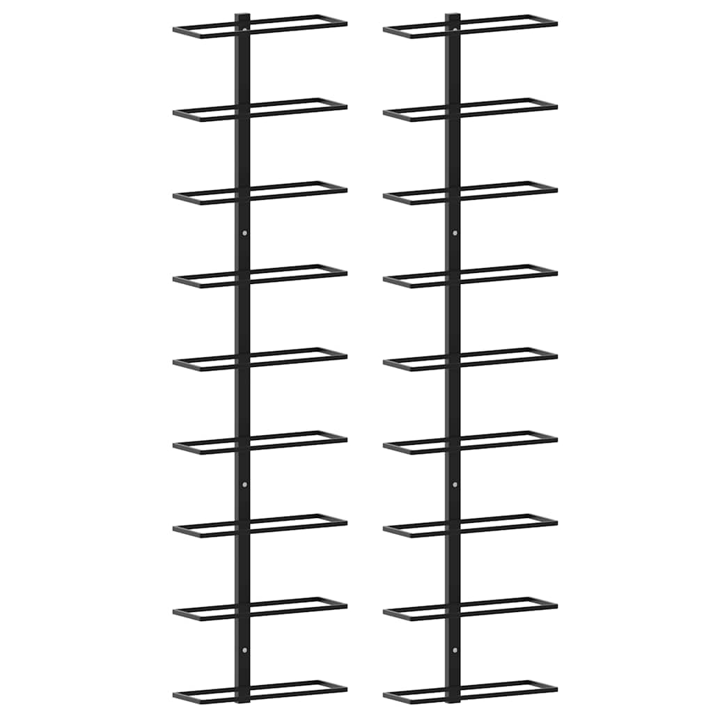Casiers à bouteilles muraux pour 18 bouteilles 2 pcs Noir Fer