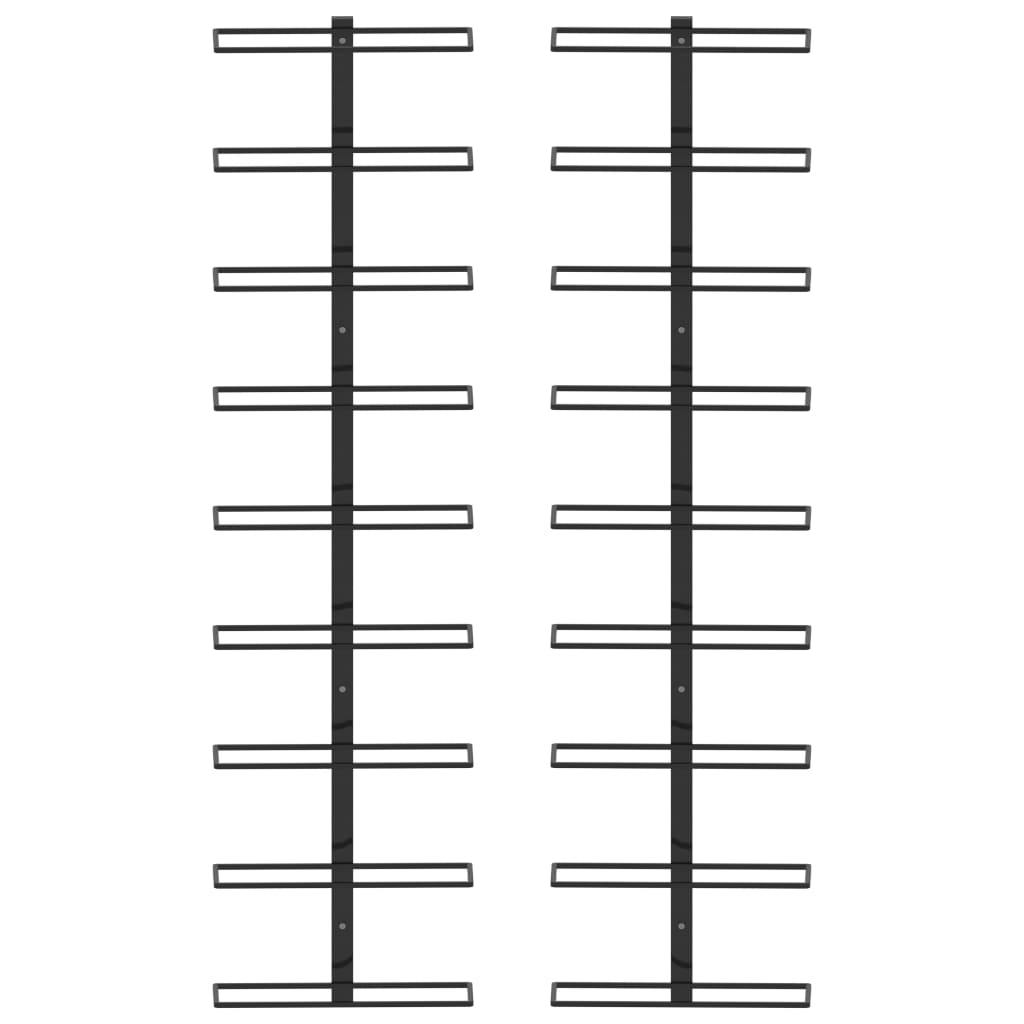 Casiers à bouteilles muraux pour 18 bouteilles 2 pcs Noir Fer - XIOS