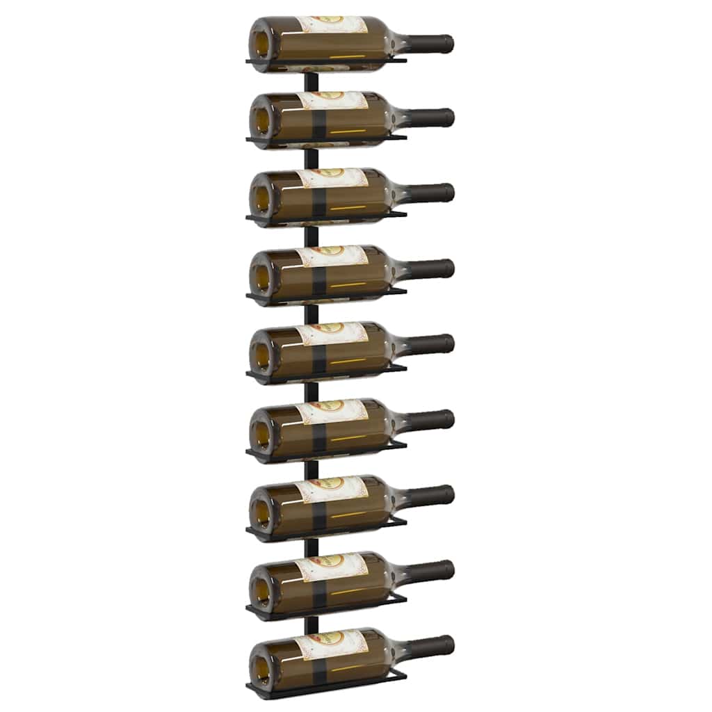 Casiers à bouteilles muraux pour 18 bouteilles 2 pcs Noir Fer