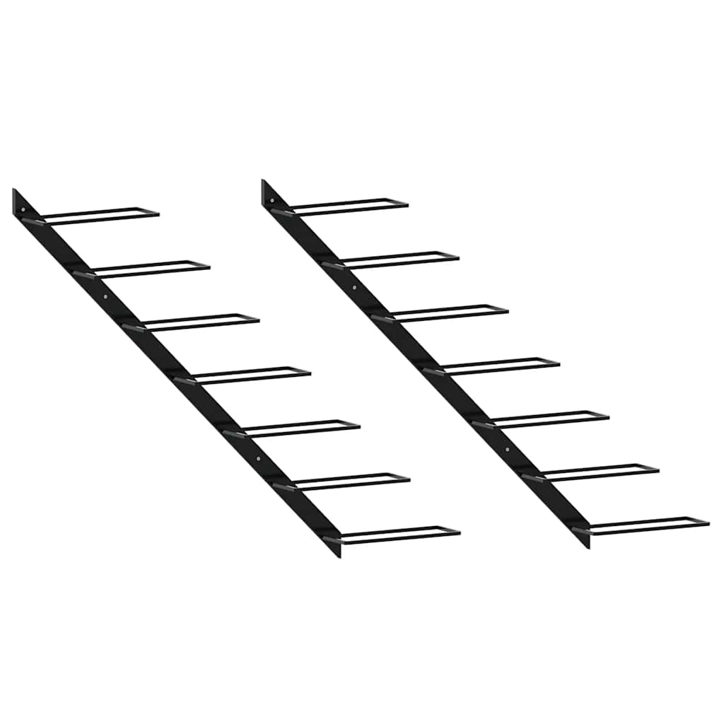 Casiers à bouteilles muraux pour 14 bouteilles 2 pcs Noir Métal - XIOS