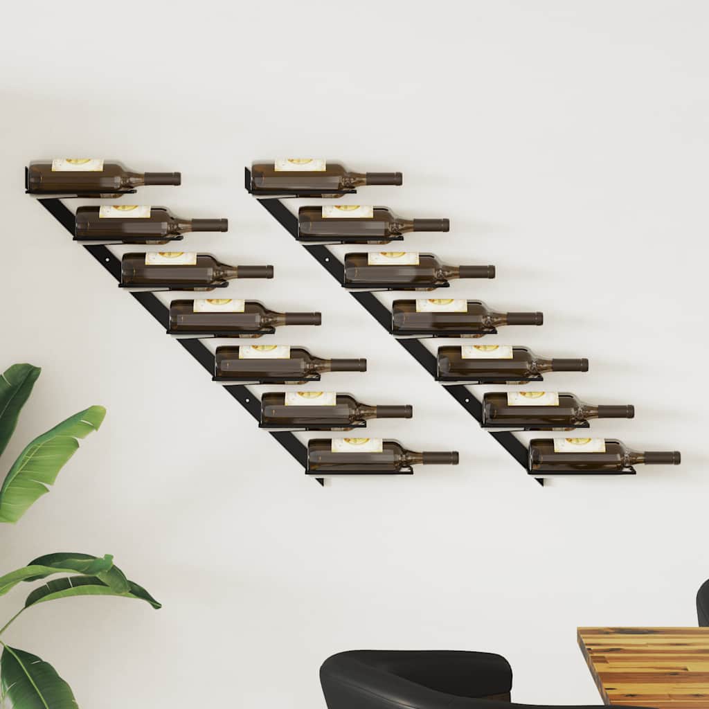 Casiers à bouteilles muraux pour 14 bouteilles 2 pcs Noir Métal - XIOS
