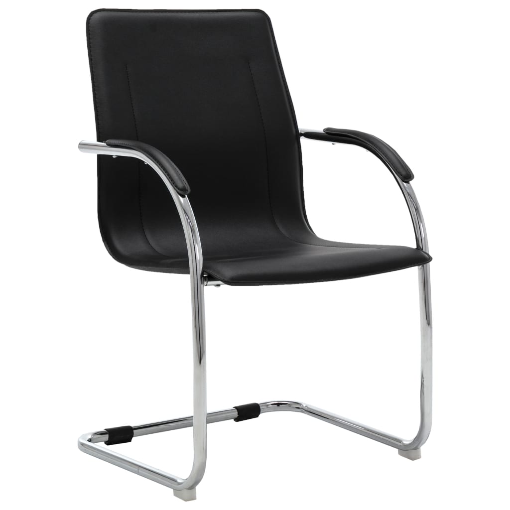 Chaise de bureau cantilever Noir Similicuir - XIOS