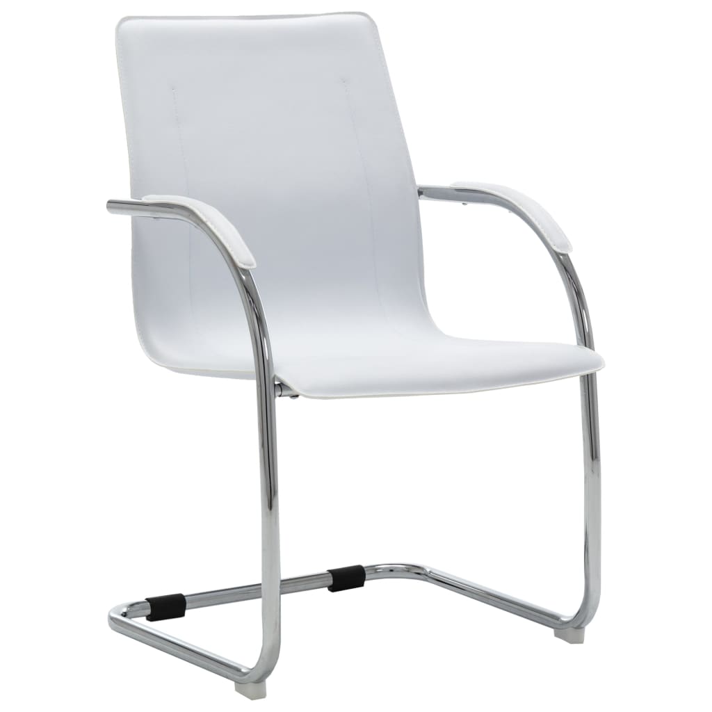 Chaise de bureau cantilever Blanc Similicuir - XIOS