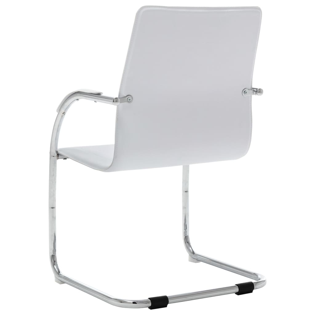 Chaise de bureau cantilever Blanc Similicuir - XIOS