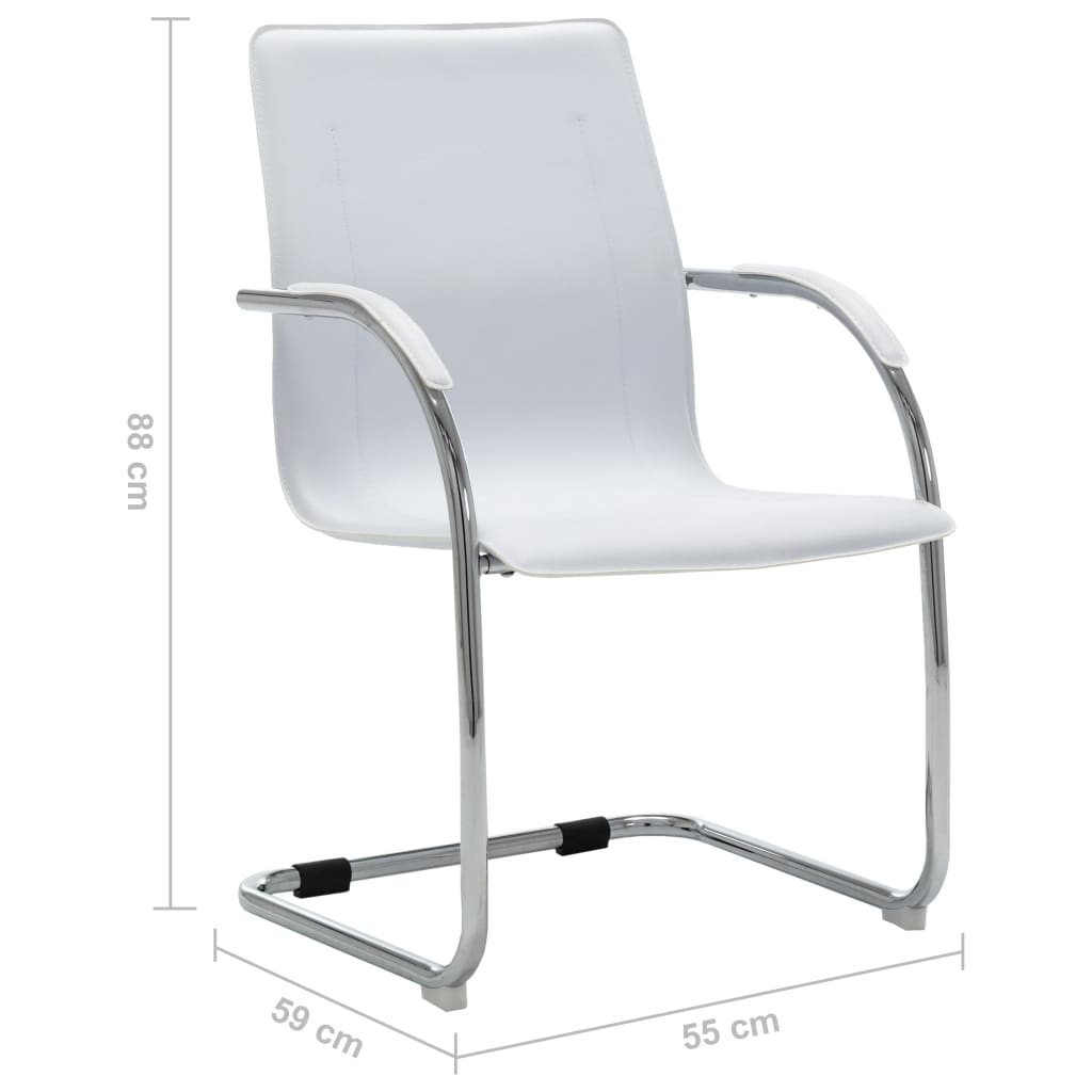 Chaise de bureau cantilever Blanc Similicuir - XIOS