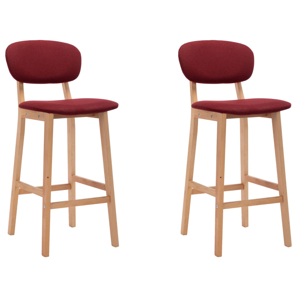 Tabourets de bar lot de 2 rouge bordeaux tissu - XIOS