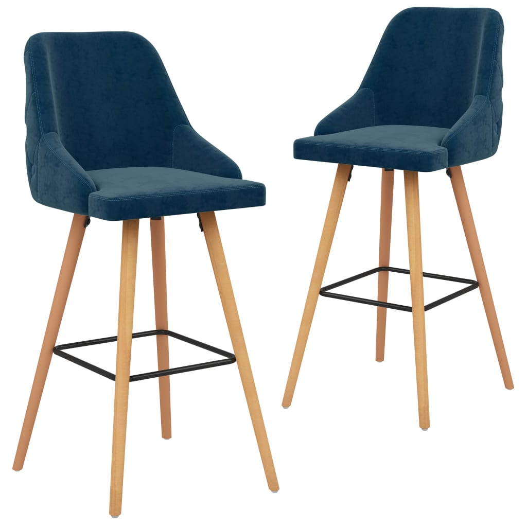 Tabourets de bar lot de 2 bleu velours - XIOS