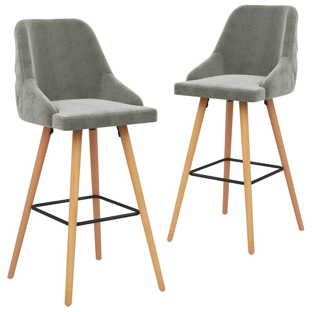 Tabourets de bar lot de 2 gris clair velours - XIOS
