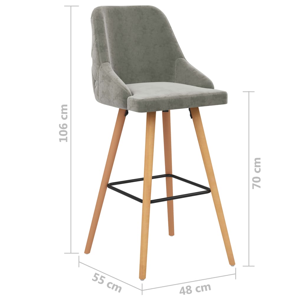 Tabourets de bar lot de 2 gris clair velours - XIOS