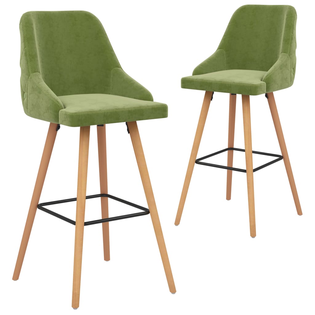 Tabourets de bar lot de 2 vert clair velours - XIOS
