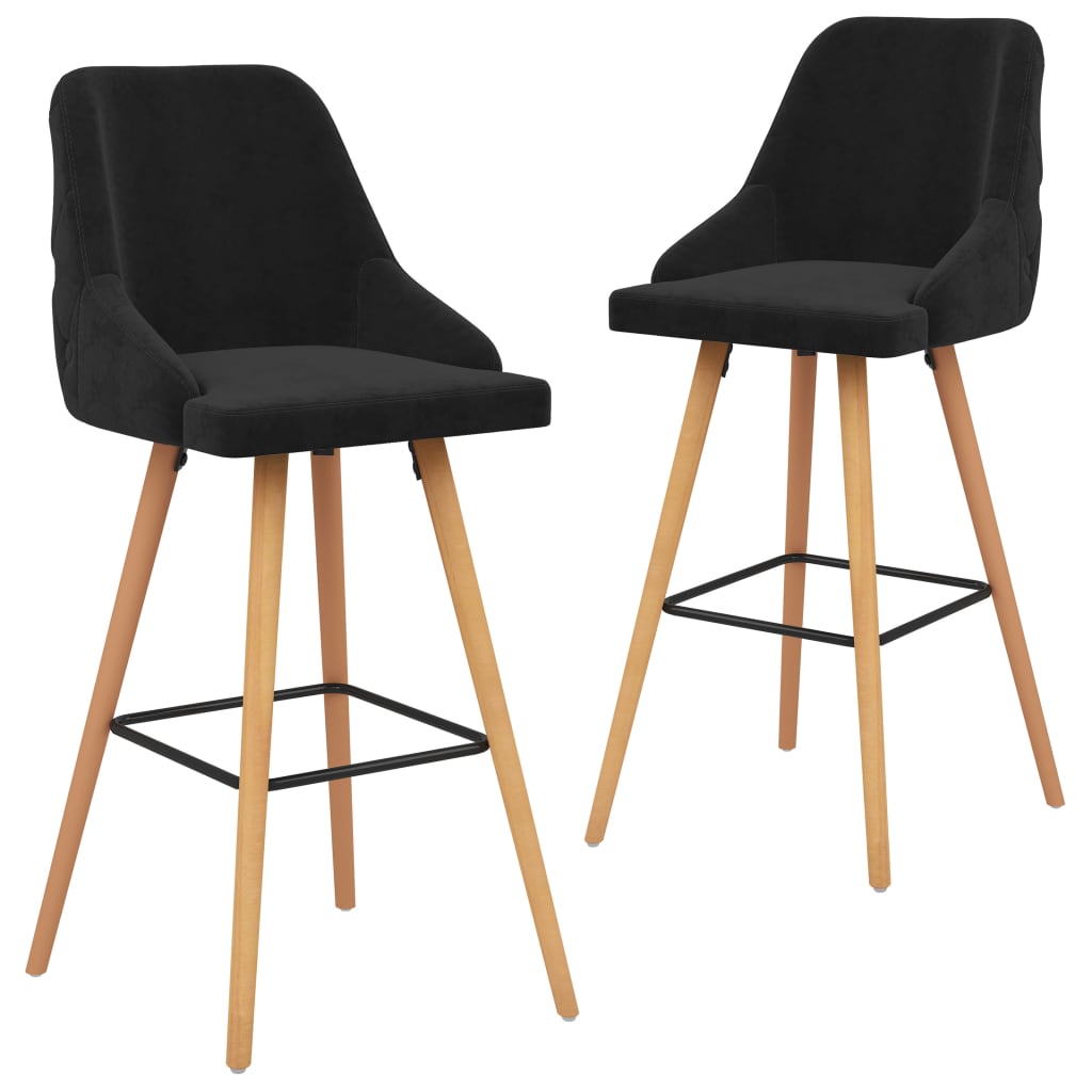 Tabourets de bar lot de 2 noir velours - XIOS