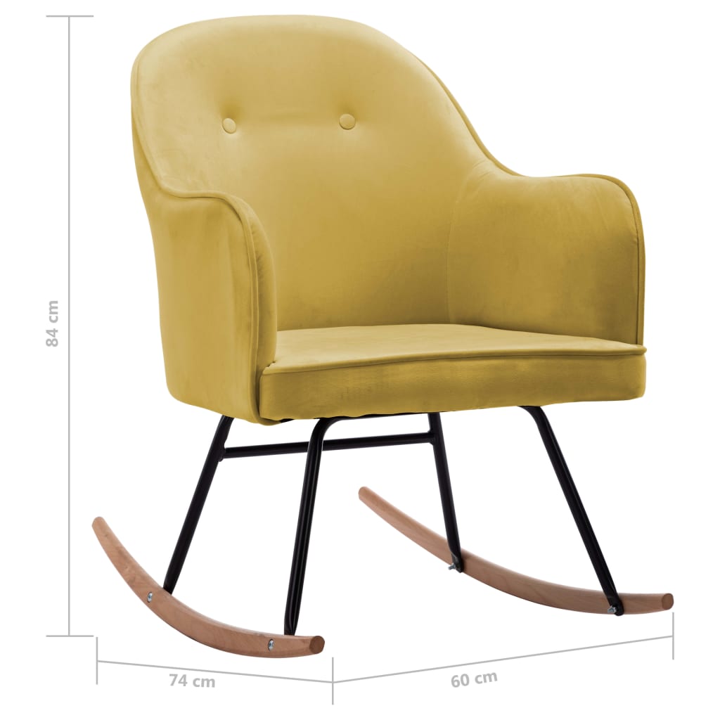 Chaise à bascule Jaune moutarde Velours - XIOS