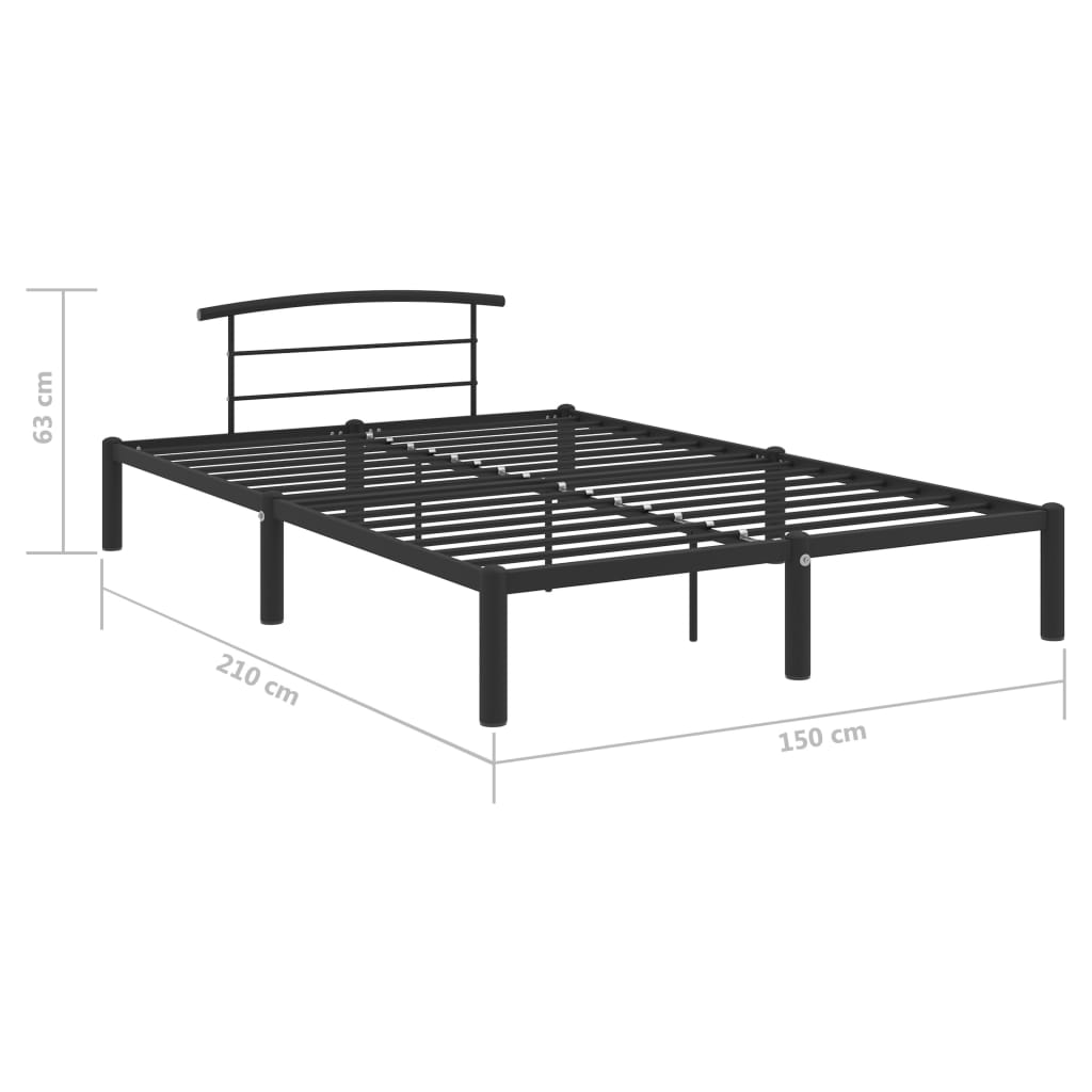 Cadre de lit sans matelas noir métal 140x200 cm - XIOS