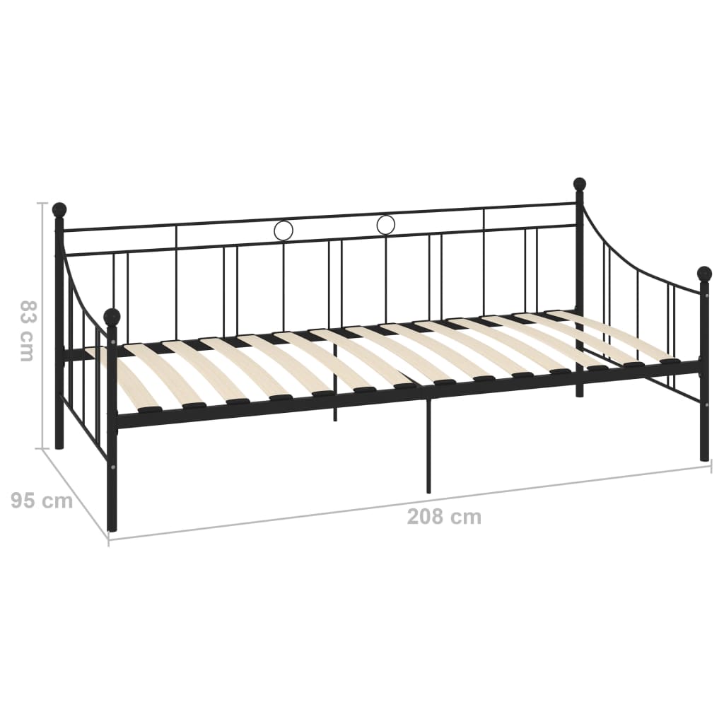 Cadre de lit de repos sans matelas noir métal 90x200 cm - XIOS