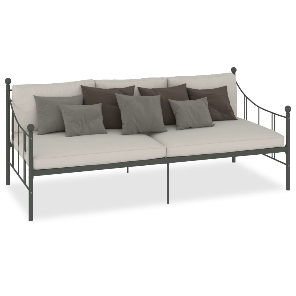 Cadre de lit de repos sans matelas gris métal 90x200 cm