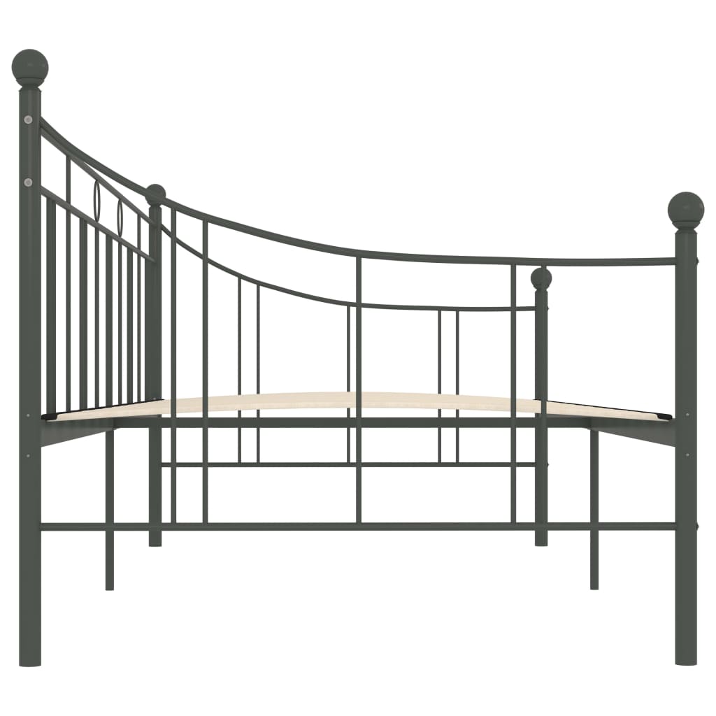 Cadre de lit de repos sans matelas gris métal 90x200 cm