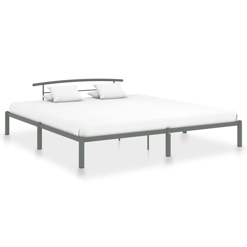 Cadre de lit sans matelas gris métal 200x200 cm - XIOS