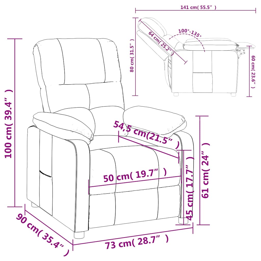 Fauteuil inclinable Gris clair Tissu