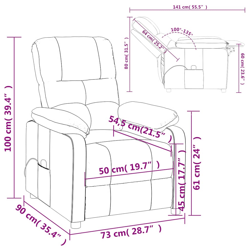 Fauteuil de massage Marron foncé Tissu