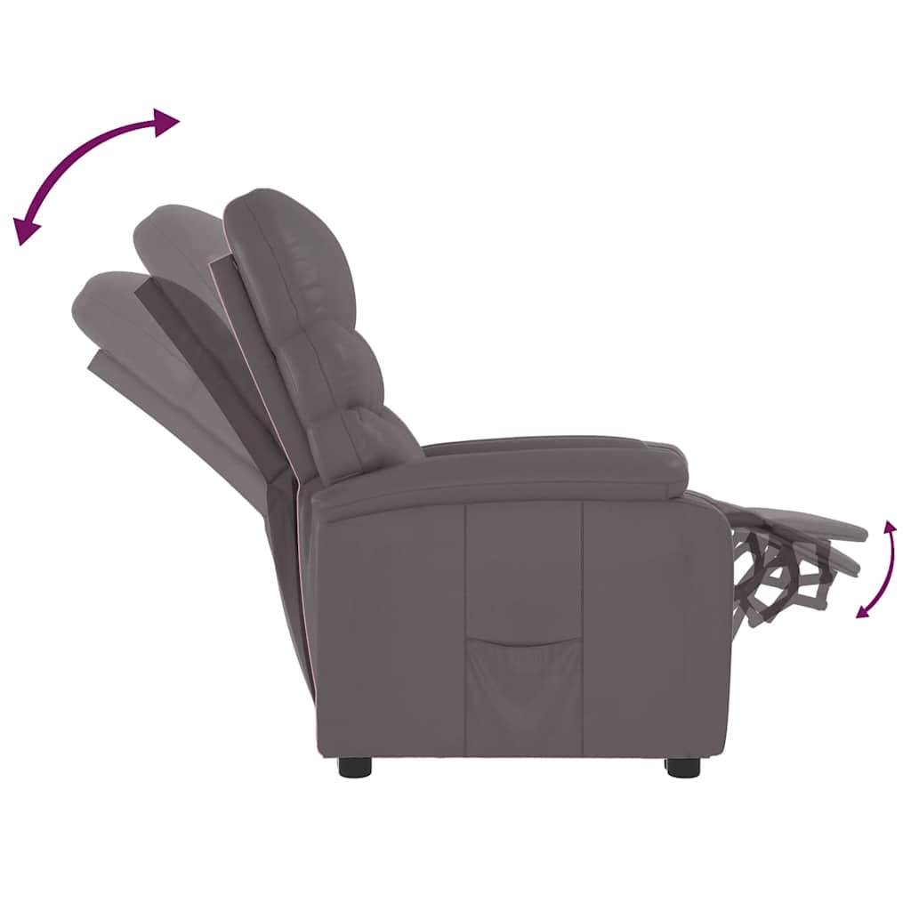 Fauteuil inclinable réglable avec repose-pieds gris similicuir - XIOS