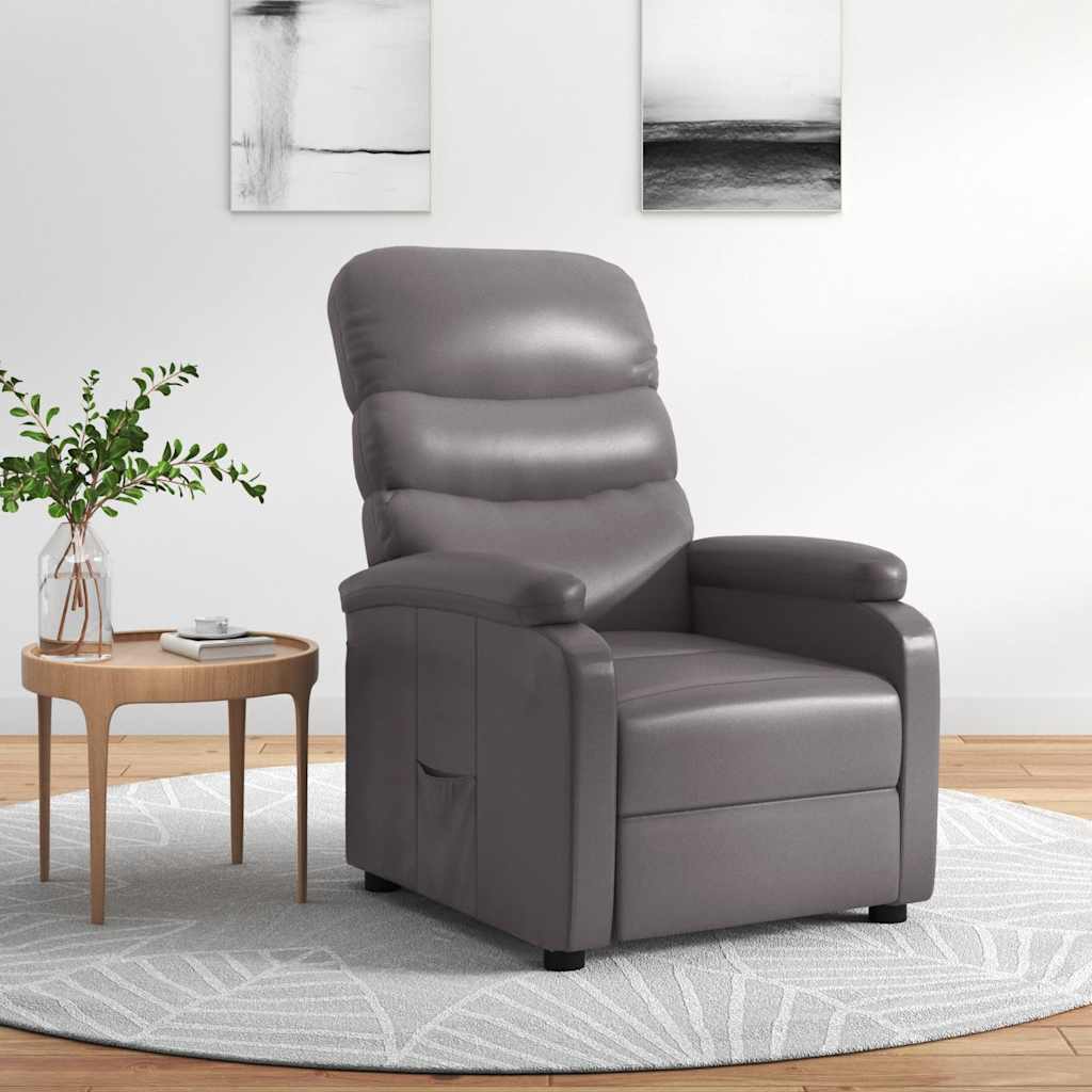Fauteuil inclinable réglable avec repose-pieds gris similicuir - XIOS